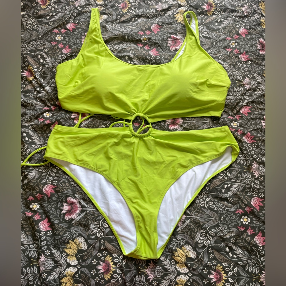 NWT Eloquii Lime Green One Piece Swimsuit Size 28